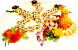 culinary peacock dish shaped meat fruits made hue ancient court bulbs eggs shrimp salad ingredients other
